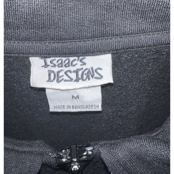 Isaacs Designs Black Zip-Up Jersey Jacket M Bling Zipper - Picture 6 of 6